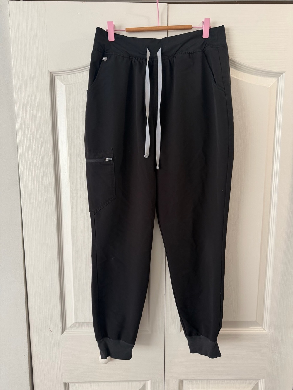 Figs Black Joggers with White Drawstring